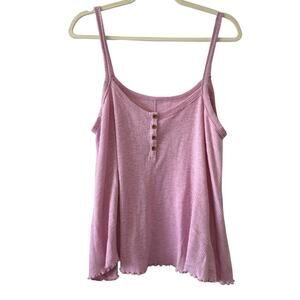 American Eagle Pink Ribbed Button Front relaxed Tank – Size Large